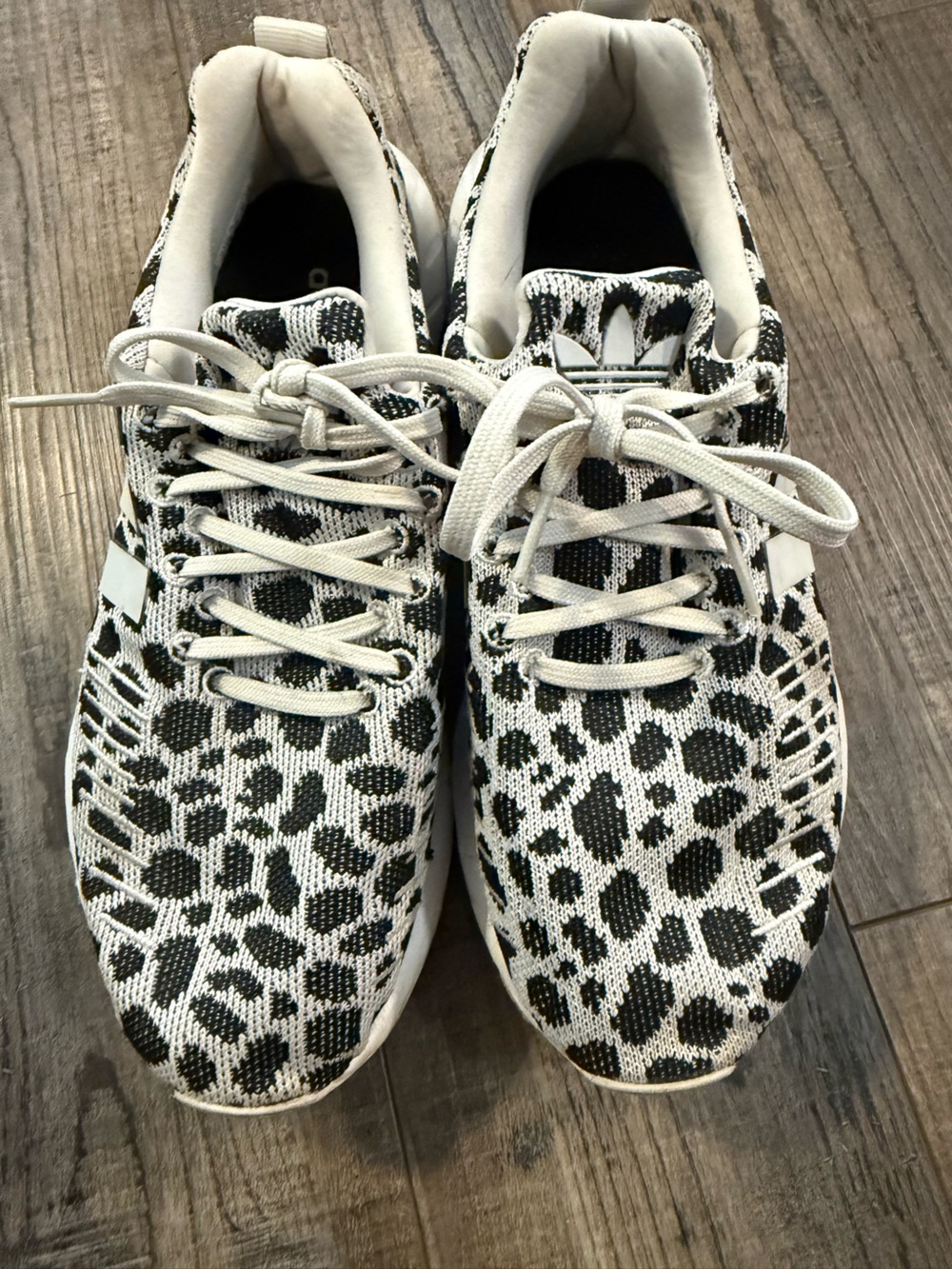 adidas Women's Black and White Leopard Print Sneakers